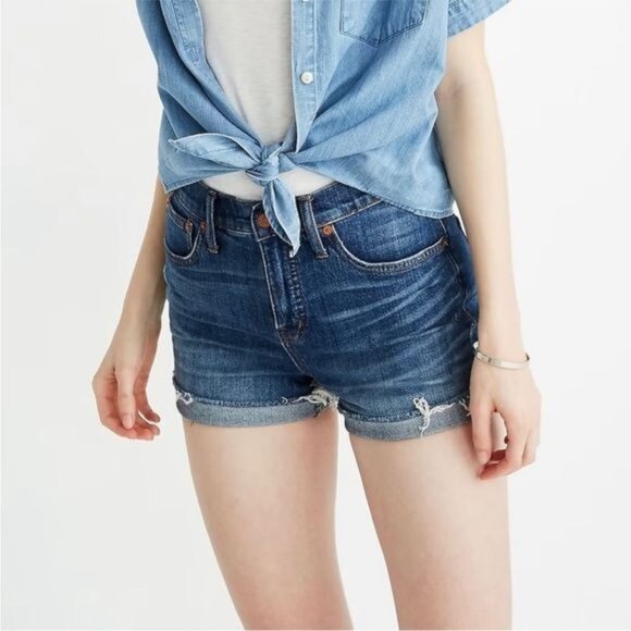 Madewell High-Rise Denim Shorts in GlenoaksWash: Cutoff Edition 26 - Picture 1 of 7